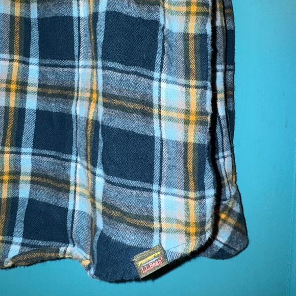L.L. Bean Kids Plaid Shirt - Navy and Mustard - Picture 3 of 5